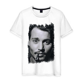 Мужская футболка хлопок с принтом Johnny Depp (retro style) в Петрозаводске, 100% хлопок | прямой крой, круглый вырез горловины, длина до линии бедер, слегка спущенное плечо. | johnny depp | голливуд | джонни депп | кинозвезда