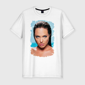 Мужская футболка премиум с принтом Анджелина Джоли в Петрозаводске, 92% хлопок, 8% лайкра | приталенный силуэт, круглый вырез ворота, длина до линии бедра, короткий рукав | Тематика изображения на принте: 