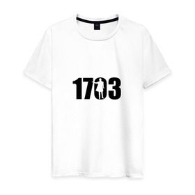 Мужская футболка хлопок с принтом 1703 в Петрозаводске, 100% хлопок | прямой крой, круглый вырез горловины, длина до линии бедер, слегка спущенное плечо. | петербург | санкт | санкт петербург