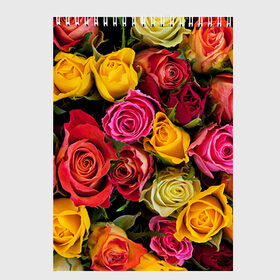 Скетчбук с принтом Цветы в Петрозаводске, 100% бумага
 | 48 листов, плотность листов — 100 г/м2, плотность картонной обложки — 250 г/м2. Листы скреплены сверху удобной пружинной спиралью | flower | девушкам | розы | цветочки | цветы