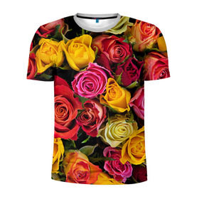 Мужская футболка 3D спортивная с принтом Цветы в Петрозаводске, 100% полиэстер с улучшенными характеристиками | приталенный силуэт, круглая горловина, широкие плечи, сужается к линии бедра | flower | девушкам | розы | цветочки | цветы