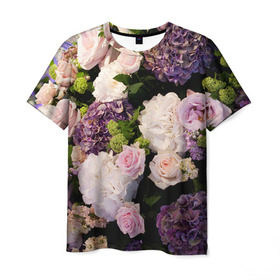 Мужская футболка 3D с принтом Цветы в Петрозаводске, 100% полиэфир | прямой крой, круглый вырез горловины, длина до линии бедер | Тематика изображения на принте: flower | девушкам | розы | цветочки | цветы