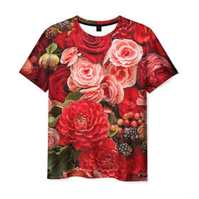 Мужская футболка 3D с принтом Цветы в Петрозаводске, 100% полиэфир | прямой крой, круглый вырез горловины, длина до линии бедер | flower | девушкам | розы | цветочки | цветы
