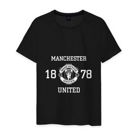 Мужская футболка хлопок с принтом Manchester United 1878 в Петрозаводске, 100% хлопок | прямой крой, круглый вырез горловины, длина до линии бедер, слегка спущенное плечо. | manchester | united | манчестер | юнайтед