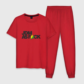 Мужская пижама хлопок с принтом JDM AS F*CK в Петрозаводске, 100% хлопок | брюки и футболка прямого кроя, без карманов, на брюках мягкая резинка на поясе и по низу штанин
 | fail crew