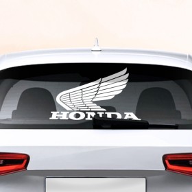 Наклейка на авто - для заднего стекла с принтом Honda в Петрозаводске, ПВХ | Точные размеры наклейки зависят от выбранного изображения (ширина не больше 75 мм, высота не больше 45 мм) | Тематика изображения на принте: автобренд | лого | машина | хонда