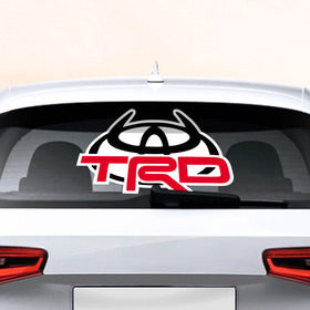 Наклейка на авто - для заднего стекла с принтом Toyota в Петрозаводске, ПВХ | Точные размеры наклейки зависят от выбранного изображения (ширина не больше 75 мм, высота не больше 45 мм) | 