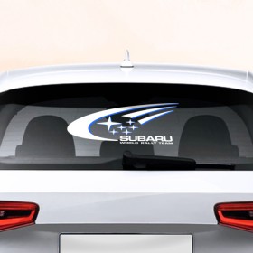 Наклейка на авто - для заднего стекла с принтом Subaru в Петрозаводске, ПВХ | Точные размеры наклейки зависят от выбранного изображения (ширина не больше 75 мм, высота не больше 45 мм) | Тематика изображения на принте: автобренд | лого | машина | субару