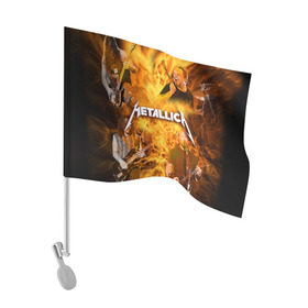 Флаг для автомобиля с принтом METALLICA в Петрозаводске, 100% полиэстер | Размер: 30*21 см | metallica | rock | металлика | метла | рок