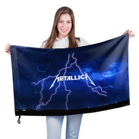 Флаг 3D с принтом METALLICA в Петрозаводске, 100% полиэстер | плотность ткани — 95 г/м2, размер — 67 х 109 см. Принт наносится с одной стороны | metallica | rock | металлика | рок