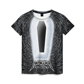 Женская футболка 3D с принтом METALLICA в Петрозаводске, 100% полиэфир ( синтетическое хлопкоподобное полотно) | прямой крой, круглый вырез горловины, длина до линии бедер | металлика