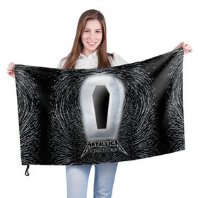 Флаг 3D с принтом METALLICA в Петрозаводске, 100% полиэстер | плотность ткани — 95 г/м2, размер — 67 х 109 см. Принт наносится с одной стороны | металлика
