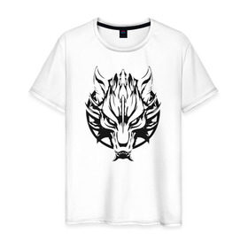 Мужская футболка хлопок с принтом Демон волк в Петрозаводске, 100% хлопок | прямой крой, круглый вырез горловины, длина до линии бедер, слегка спущенное плечо. | волк демонволк