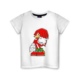 Детская футболка хлопок с принтом Knuckles в Петрозаводске, 100% хлопок | круглый вырез горловины, полуприлегающий силуэт, длина до линии бедер | Тематика изображения на принте: knukles | sonic | ехидна | наклз | соник