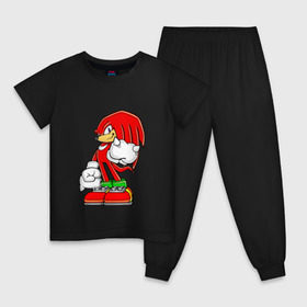 Детская пижама хлопок с принтом Knuckles в Петрозаводске, 100% хлопок |  брюки и футболка прямого кроя, без карманов, на брюках мягкая резинка на поясе и по низу штанин
 | Тематика изображения на принте: knukles | sonic | ехидна | наклз | соник