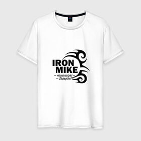 Мужская футболка хлопок с принтом Iron Mike Tyson в Петрозаводске, 100% хлопок | прямой крой, круглый вырез горловины, длина до линии бедер, слегка спущенное плечо. | Тематика изображения на принте: майк тайсон
