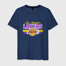 Мужская футболка хлопок с принтом Los Angeles Lakers в Петрозаводске, 100% хлопок | прямой крой, круглый вырез горловины, длина до линии бедер, слегка спущенное плечо. | basketball | lakers | баскетболл | лос анджелес | нба