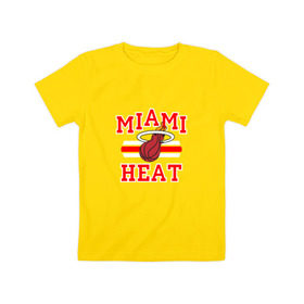 Детская футболка хлопок с принтом Miami Heat в Петрозаводске, 100% хлопок | круглый вырез горловины, полуприлегающий силуэт, длина до линии бедер | basketball | nba | баскетболл | майами | нба | хит