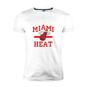 Мужская футболка премиум с принтом Miami Heat в Петрозаводске, 92% хлопок, 8% лайкра | приталенный силуэт, круглый вырез ворота, длина до линии бедра, короткий рукав | basketball | nba | баскетболл | майами | нба | хит