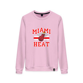 Женский свитшот хлопок с принтом Miami Heat в Петрозаводске, 100% хлопок | прямой крой, круглый вырез, на манжетах и по низу широкая трикотажная резинка  | basketball | nba | баскетболл | майами | нба | хит