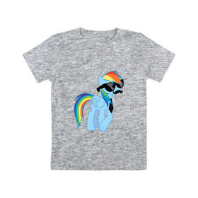 Детская футболка хлопок с принтом Rainbow Dash в Петрозаводске, 100% хлопок | круглый вырез горловины, полуприлегающий силуэт, длина до линии бедер | Тематика изображения на принте: mlp | pony | rainbow dash | пони | радуга | рэйнбоу | усы