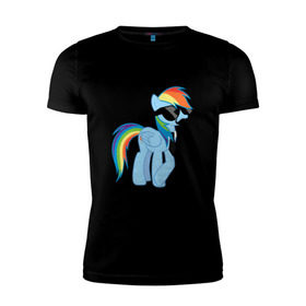 Мужская футболка премиум с принтом Rainbow Dash в Петрозаводске, 92% хлопок, 8% лайкра | приталенный силуэт, круглый вырез ворота, длина до линии бедра, короткий рукав | Тематика изображения на принте: mlp | pony | rainbow dash | пони | радуга | рэйнбоу | усы