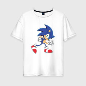 Женская футболка хлопок Oversize с принтом Sonic the Hedgehog в Петрозаводске, 100% хлопок | свободный крой, круглый ворот, спущенный рукав, длина до линии бедер
 | sonic | sonic the hedgehogсега | олдскул | соник