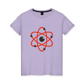 Женская футболка хлопок с принтом Atom в Петрозаводске, 100% хлопок | прямой крой, круглый вырез горловины, длина до линии бедер, слегка спущенное плечо | атом | атомэлектрон | молекула | протон | химия