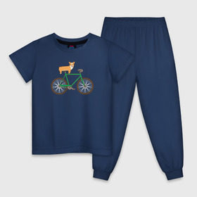 Детская пижама хлопок с принтом Корги на велосипеде в Петрозаводске, 100% хлопок |  брюки и футболка прямого кроя, без карманов, на брюках мягкая резинка на поясе и по низу штанин
 | велосипед | корги | собака