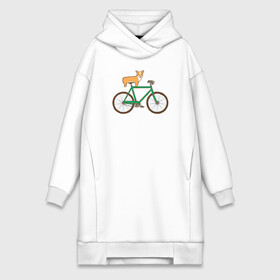 Платье-худи хлопок с принтом Корги на велосипеде в Петрозаводске,  |  | велосипед | корги | собака