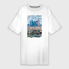 Платье-футболка хлопок с принтом Москва Сити в Петрозаводске,  |  | moscow | moscow city | москва | россия