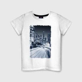 Детская футболка хлопок с принтом Ночной город в Петрозаводске, 100% хлопок | круглый вырез горловины, полуприлегающий силуэт, длина до линии бедер | америка | мегаполис | ночь | столица | сша