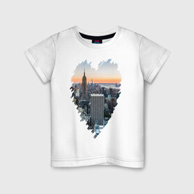 Детская футболка хлопок с принтом Любимый Нью-Йорк в Петрозаводске, 100% хлопок | круглый вырез горловины, полуприлегающий силуэт, длина до линии бедер | new york | америка | мегаполис | сердце | я люблю