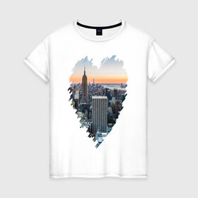 Женская футболка хлопок с принтом Любимый Нью-Йорк в Петрозаводске, 100% хлопок | прямой крой, круглый вырез горловины, длина до линии бедер, слегка спущенное плечо | new york | америка | мегаполис | сердце | я люблю