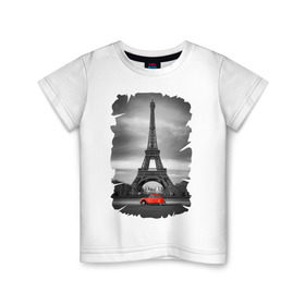 Детская футболка хлопок с принтом Эйфелева башня в Петрозаводске, 100% хлопок | круглый вырез горловины, полуприлегающий силуэт, длина до линии бедер | france | paris | париж | франция | эйфелева башня