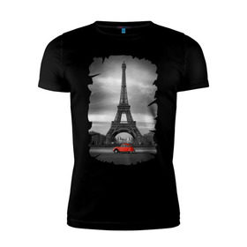 Мужская футболка премиум с принтом Эйфелева башня в Петрозаводске, 92% хлопок, 8% лайкра | приталенный силуэт, круглый вырез ворота, длина до линии бедра, короткий рукав | france | paris | париж | франция | эйфелева башня