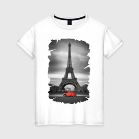 Женская футболка хлопок с принтом Эйфелева башня в Петрозаводске, 100% хлопок | прямой крой, круглый вырез горловины, длина до линии бедер, слегка спущенное плечо | france | paris | париж | франция | эйфелева башня
