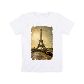 Детская футболка хлопок с принтом Париж (retro style) в Петрозаводске, 100% хлопок | круглый вырез горловины, полуприлегающий силуэт, длина до линии бедер | Тематика изображения на принте: 