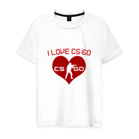 Мужская футболка хлопок с принтом I LOVE CS GO в Петрозаводске, 100% хлопок | прямой крой, круглый вырез горловины, длина до линии бедер, слегка спущенное плечо. | Тематика изображения на принте: а тыcs_go | я люблю cs go