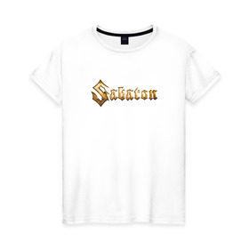 Женская футболка хлопок с принтом Sabaton в Петрозаводске, 100% хлопок | прямой крой, круглый вырез горловины, длина до линии бедер, слегка спущенное плечо | Тематика изображения на принте: sabaton