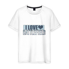 Мужская футболка хлопок с принтом I LOVE BATTLEFIELD в Петрозаводске, 100% хлопок | прямой крой, круглый вырез горловины, длина до линии бедер, слегка спущенное плечо. | 