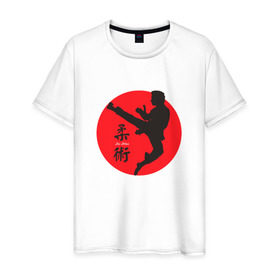 Мужская футболка хлопок с принтом Джиу-джитсу в Петрозаводске, 100% хлопок | прямой крой, круглый вырез горловины, длина до линии бедер, слегка спущенное плечо. | боевые искусства | джиу джитсуджиу джитсу | самурай | япония