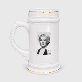 Кружка пивная с принтом Мэрилин Монро (Marilyn Monroe) в Петрозаводске,  керамика (Материал выдерживает высокую температуру, стоит избегать резкого перепада температур) |  объем 630 мл | marilyn monroe | актриса | мэрилин монро | певица