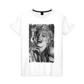 Женская футболка хлопок с принтом Marilyn Monroe в Петрозаводске, 100% хлопок | прямой крой, круглый вырез горловины, длина до линии бедер, слегка спущенное плечо | marilyn monroe | актриса | мэрилин монро | певица