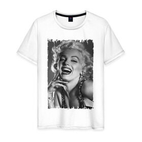 Мужская футболка хлопок с принтом Marilyn Monroe в Петрозаводске, 100% хлопок | прямой крой, круглый вырез горловины, длина до линии бедер, слегка спущенное плечо. | marilyn monroe | актриса | мэрилин монро | певица