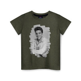 Детская футболка хлопок с принтом Elvis Presley в Петрозаводске, 100% хлопок | круглый вырез горловины, полуприлегающий силуэт, длина до линии бедер | Тематика изображения на принте: elvis presley | король | рок н ролл | элвис пресли