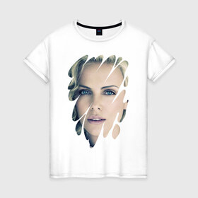 Женская футболка хлопок с принтом Шарлиз Терон в Петрозаводске, 100% хлопок | прямой крой, круглый вырез горловины, длина до линии бедер, слегка спущенное плечо | 