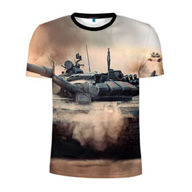 Мужская футболка 3D спортивная с принтом Танк в Петрозаводске, 100% полиэстер с улучшенными характеристиками | приталенный силуэт, круглая горловина, широкие плечи, сужается к линии бедра | армия | войска | сила | танк | танки | танкист | танковые войска
