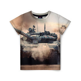 Детская футболка 3D с принтом Танк в Петрозаводске, 100% гипоаллергенный полиэфир | прямой крой, круглый вырез горловины, длина до линии бедер, чуть спущенное плечо, ткань немного тянется | армия | войска | сила | танк | танки | танкист | танковые войска