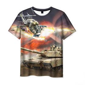 Мужская футболка 3D с принтом Танк в Петрозаводске, 100% полиэфир | прямой крой, круглый вырез горловины, длина до линии бедер | армия | войска | сила | танк | танки | танкист | танковые войска